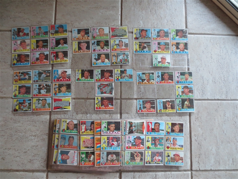 Approximately (500) 1960 Topps Baseball Cards with NO HALL OF FAMERS or HIGH #'s