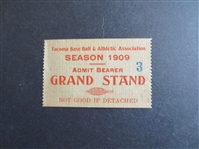 1909 Tacoma, WA  Northwestern League Baseball Season Ticket