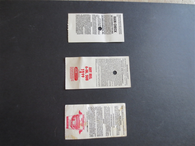 (6) different 1991-93 Los Angeles Dodgers Tickets including Opening Days, Pre-season, and Barry Bonds home runs