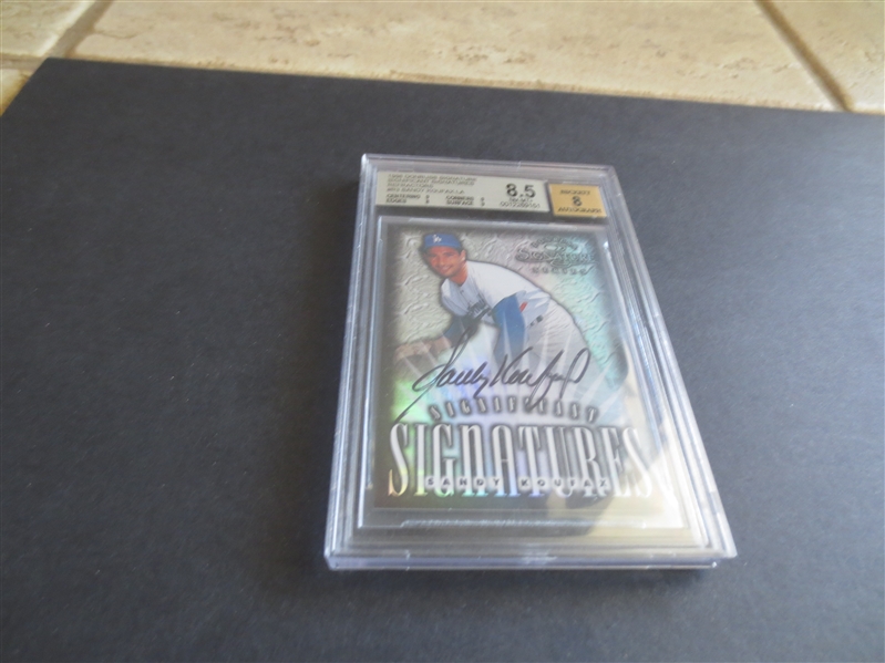 1998 Sandy Koufax Donruss Significant Signatures Platinum Refractor Beckett Autographed Baseball Card 1/1---the card is graded 8.5 nmt-mt+ and the autograph is Beckett 8