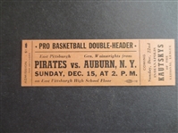 1939 Pittsburgh Pirates NBL Pro Basketball Ticket  RARE!