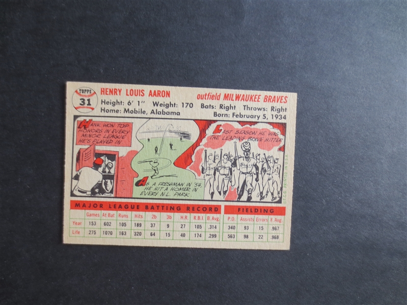 1956 Topps Hank Aaron #31 in Beautiful Condition WOW!