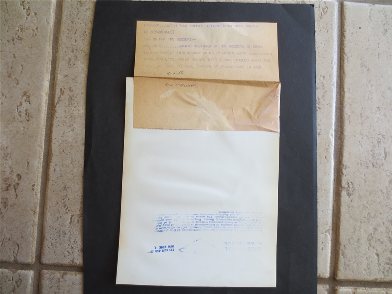 1956 Jackie Robinson International News Type 1 Photo with Paper Caption during World Series