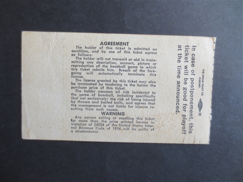 1955 All Star Game Baseball Ticket at Milwaukee County Stadium Mantle, Mays, Williams, Musial