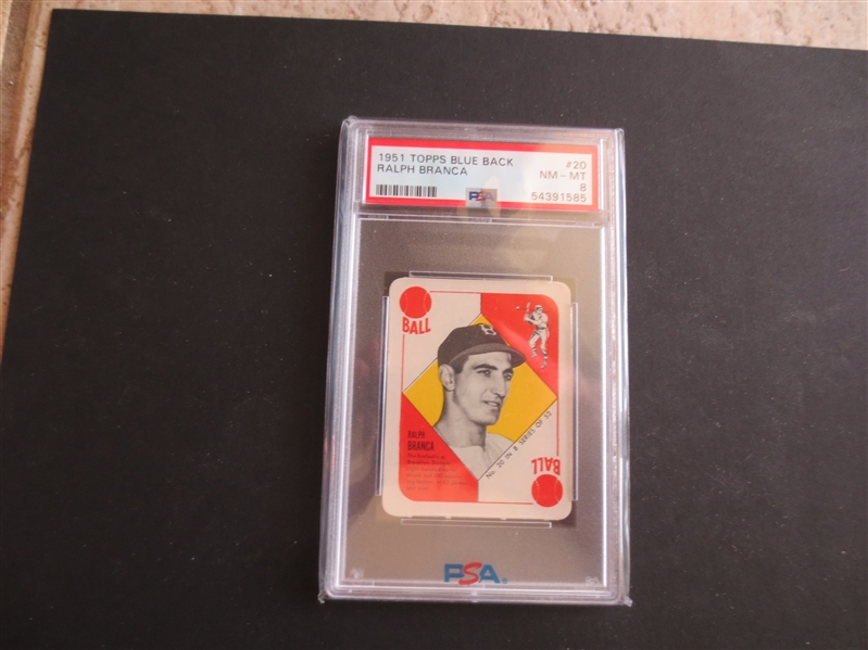 1951 Topps Blue Back Ralph Branca Brooklyn Dodgers PSA 8 NMT-MT Baseball Card #20