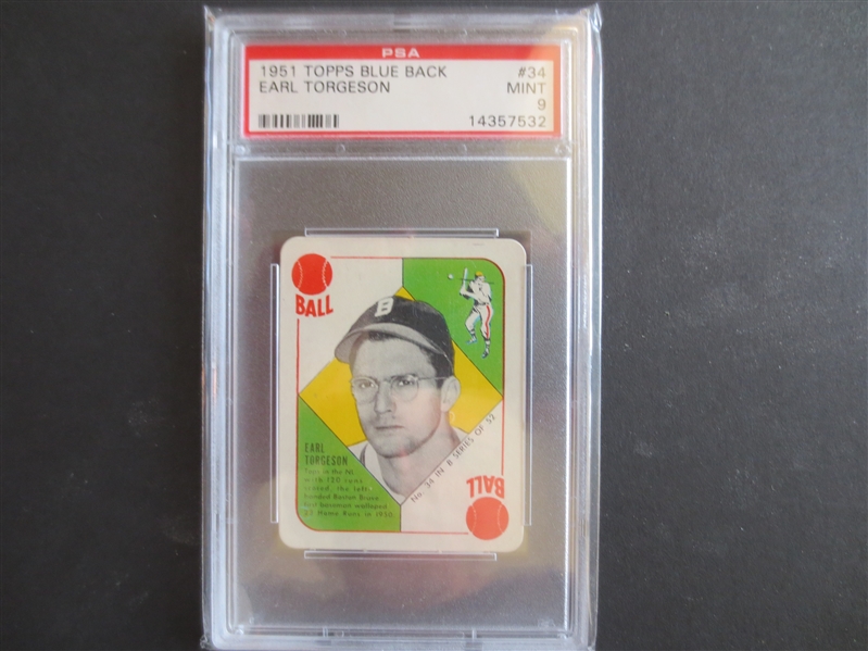 1951 Topps Blue Back Earl Torgeson PSA 9 MINT Baseball Card #34  WOW!