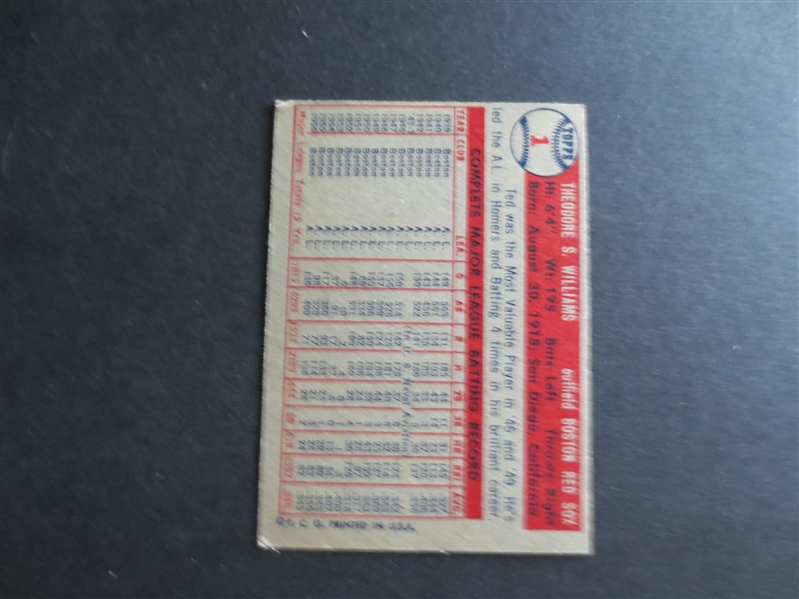 1957 Topps Ted Williams Baseball Card in Great Shape but Off-Center #1