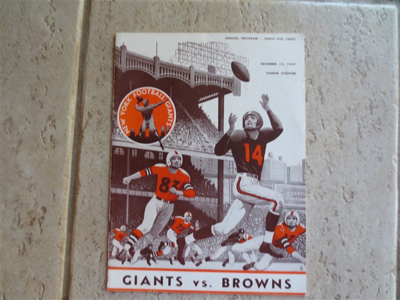 1957 Cleveland Browns at New York Giants Football Program  Jim Brown, Gifford, Webster, Robustelli, Groza