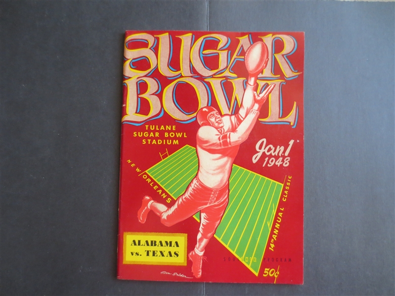1948 Sugar Bowl Football Program Alabama vs. Texas in Great Shape!