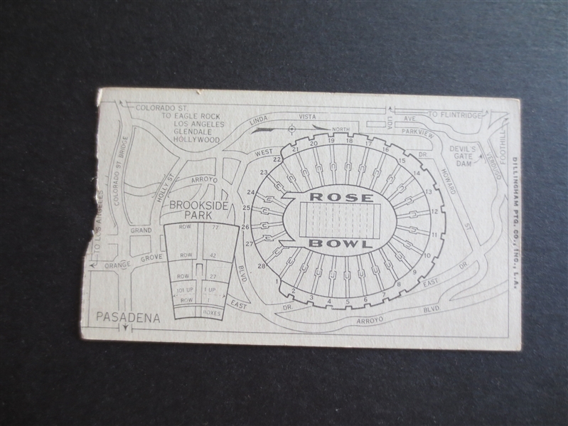1937 Rose Bowl Football Ticket  Univ. of Pittsburgh vs. Univ. of Washington