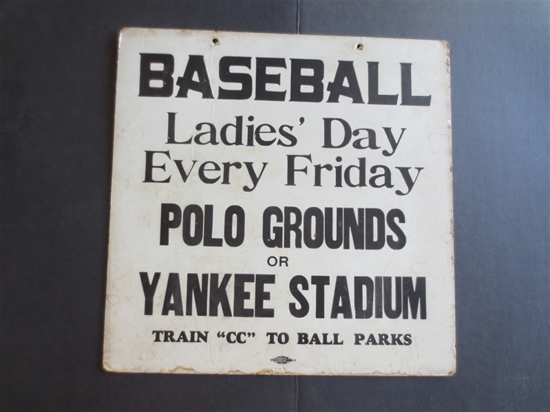Early Polo Grounds Yankee Stadium Ladies Day Baseball Train Sign 10.5 x 10.5