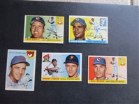 (5) Autographed 1954 and 1955 Topps Baseball Cards: Baumholtz, Harmon, Zernial, Renna, OBrien