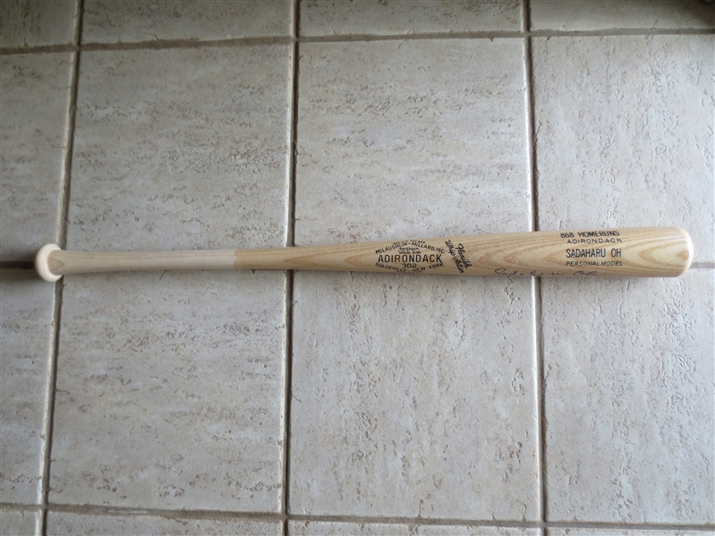 Autographed Sadaharu Oh 868 Homeruns Adirondack Baseball Bat  WOW!