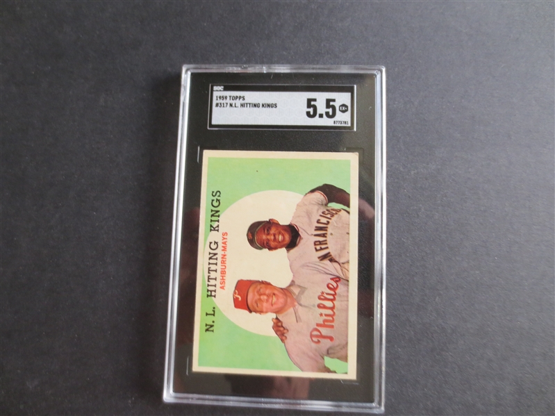 1959 Topps NL Hitting Kings (Mays/Ashburn) SGC 5.5 EX+ Baseball Card #317