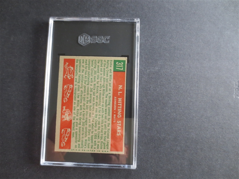 1959 Topps NL Hitting Kings (Mays/Ashburn) SGC 5.5 EX+ Baseball Card #317