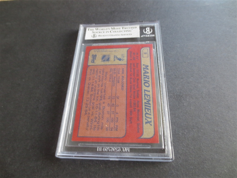 1985-86 Topps Mario Lemieux Beckett 8 NMT-MT Hockey Card #9 