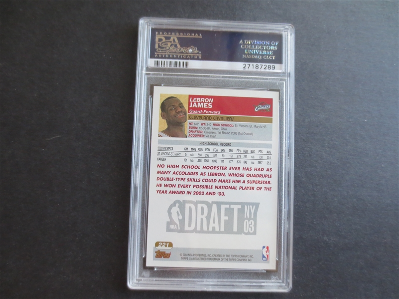 2003 Topps LeBron James Rookie PSA 9 MINT Basketball Card #221