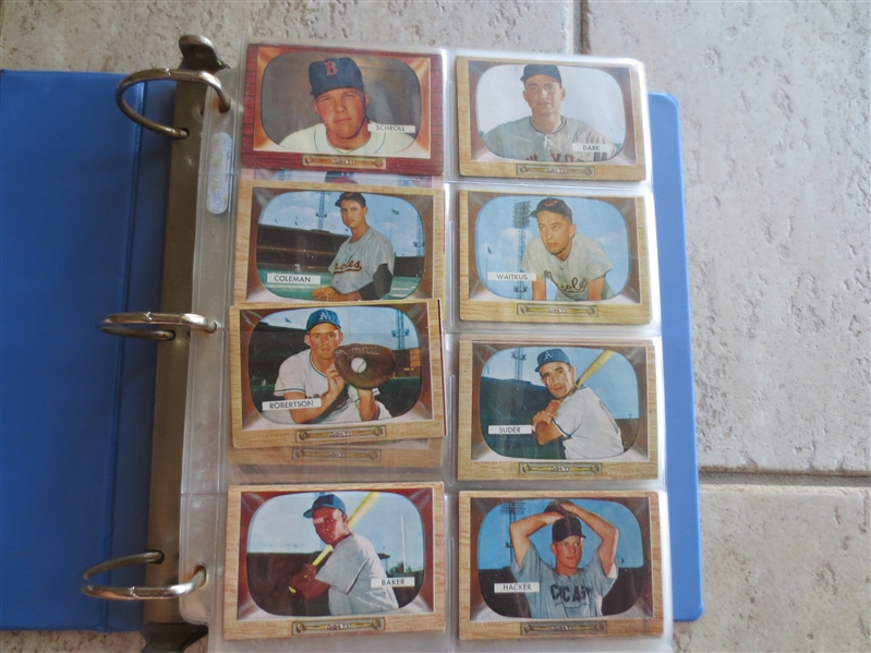 1955 Bowman Baseball Complete Set Minus 5 Cards: Mays, Mantle, Aaron, Kaline, and a common in affordable condition!