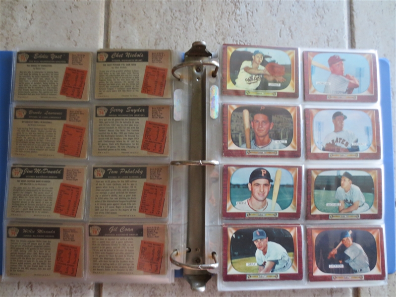 1955 Bowman Baseball Complete Set Minus 5 Cards: Mays, Mantle, Aaron, Kaline, and a common in affordable condition!
