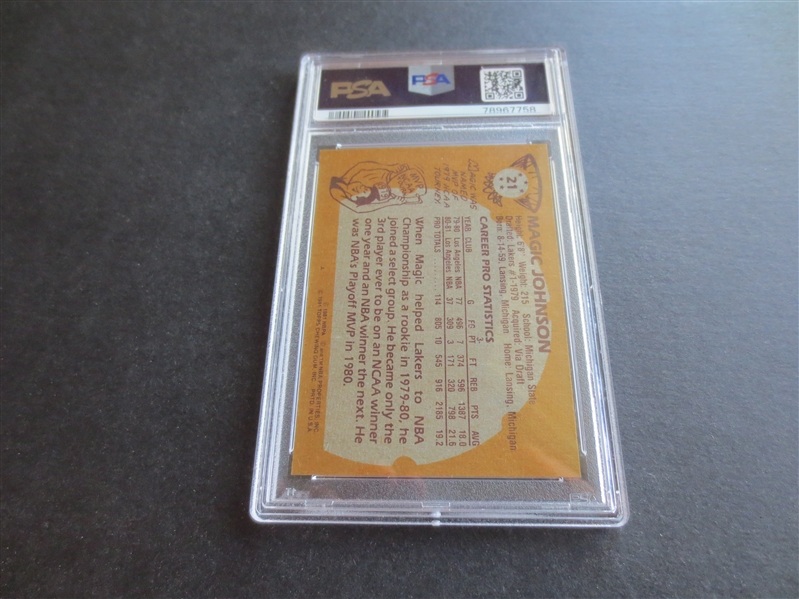 1981-82 Topps Magic Johnson PSA 9 MINT Basketball Card #21  2nd Year