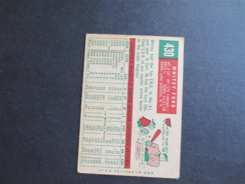 1959 Topps Whitey Ford Baseball Card #430 in affordable condition  Hall of Famer