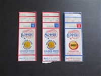 (3) 1991 Los Angeles Clippers home basketball tickets vs. Houston Rockets and Golden State Warriors