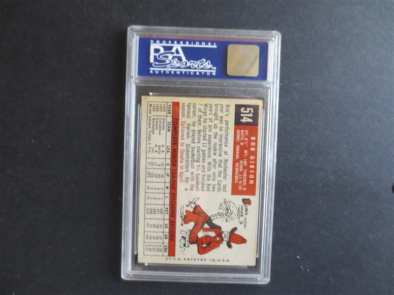 1959 Topps Bob Gibson Rookie PSA 5 EX Baseball Card #514  Nicely Centered!