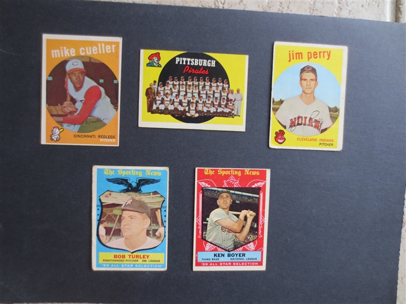 (5) different 1959 Topps High Numbers including Cueller Rookie and Perry Rookie