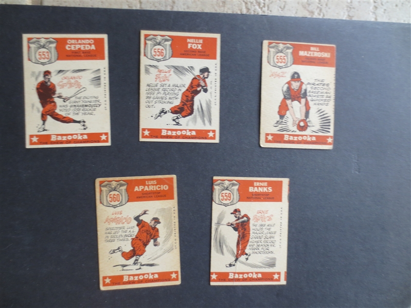 (5) different 1959 Topps Sporting News All Star Baseball Cards in assorted conditions including Ernie Banks                                     A