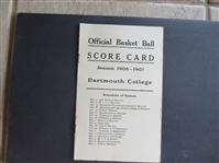 1906-07 Yale at Dartmouth Basket Ball Program  WOW!
