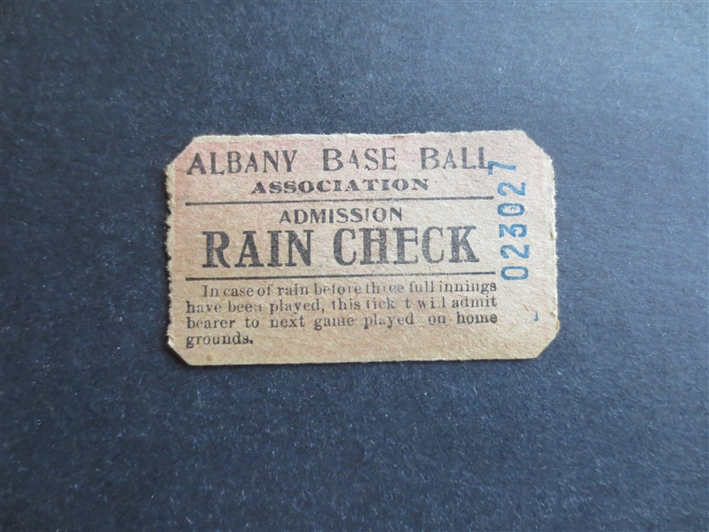 1910-20 Albany, New York Minor League Baseball Ticket