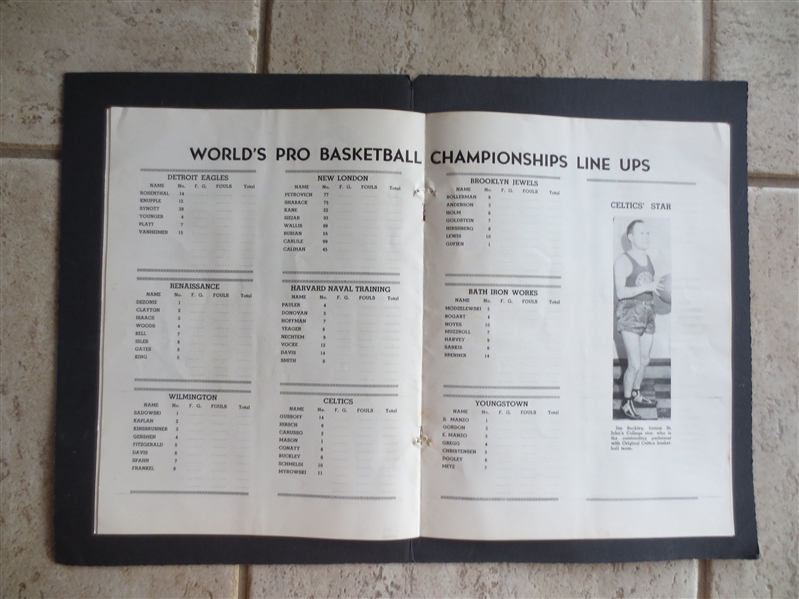 1943 Worlds Pro Basketball Championships Program NY Celtics, NY Rens, Detroit Eagles