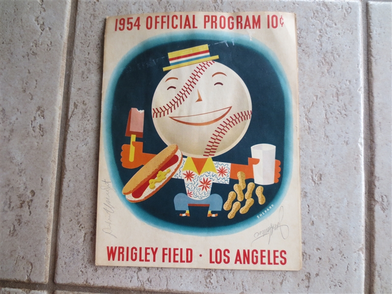 Autographed 1954 San Diego Padres at Los Angeles Angels PCL Scorecard signed by two