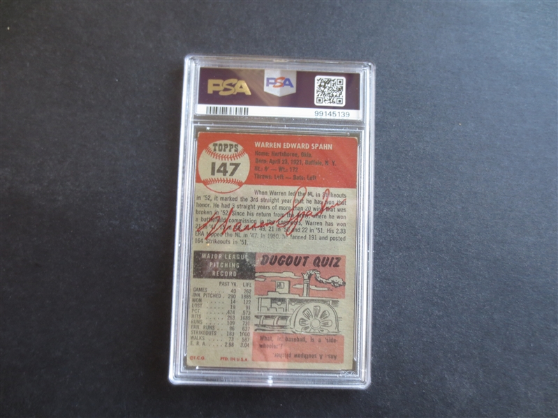 1953 Topps Warren Spahn PSA 2.5 GOOD+ Baseball Card #147