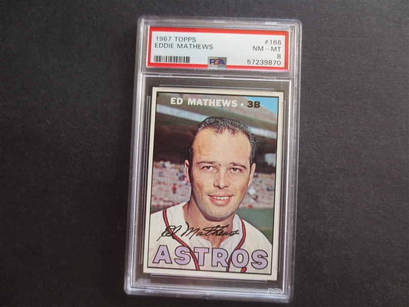1967 Topps Eddie Mathews PSA 8 NMT-MT Baseball Card #166  Hall of Famer