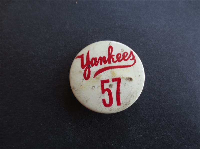 1957 New York Yankees Pin Mickey Mantle Triple Crown Year 2 across