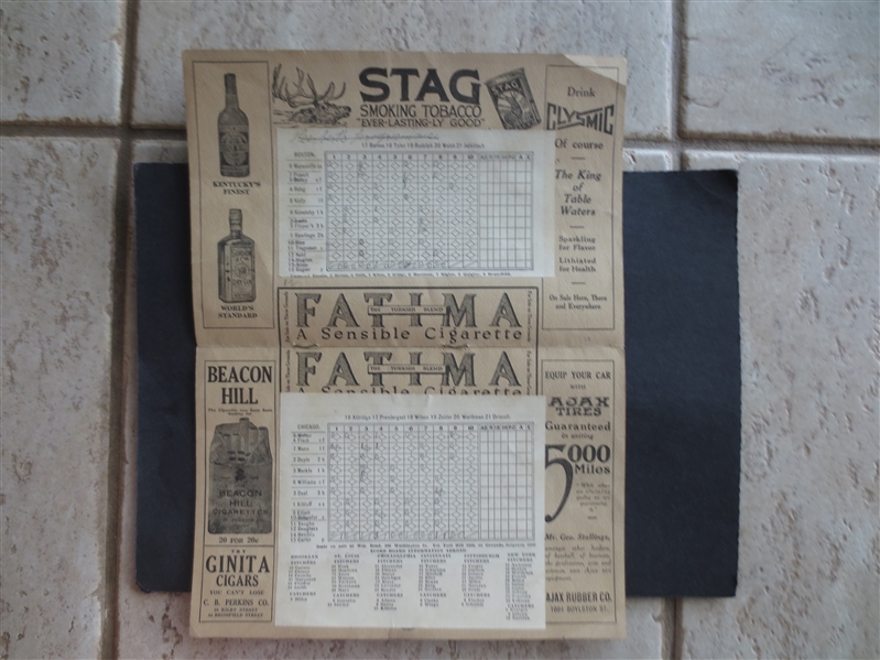 1917 Chicago Cubs at Boston Braves Scored Baseball Program Maranville, Merkle in Great Shape