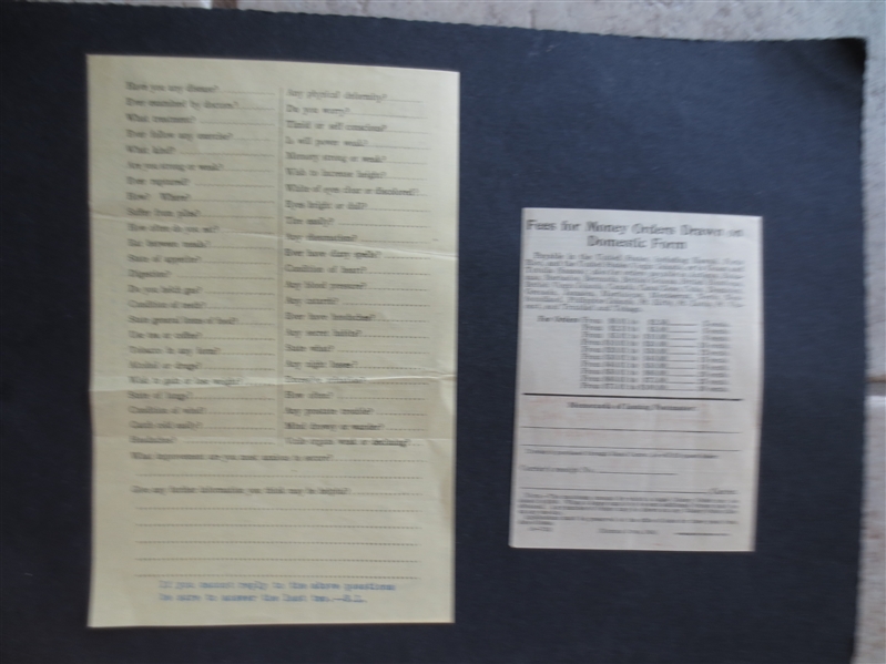1920's Benny Leonard Boxing School Enrollment Forms---Jewish Hall of Famer  RARE!