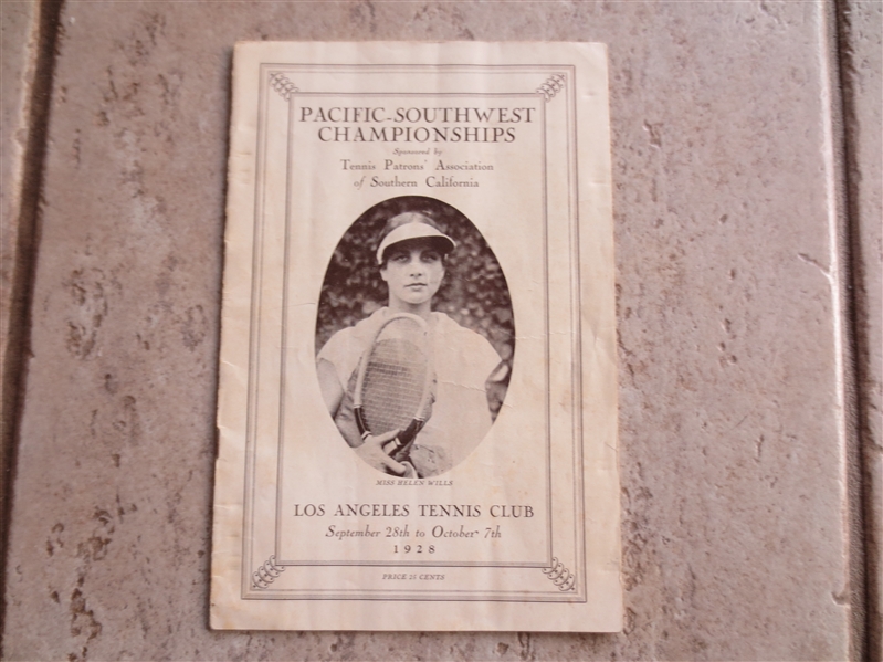 1928 Pacific-Southwest Tennis Championship Program Helen Wills Cover
