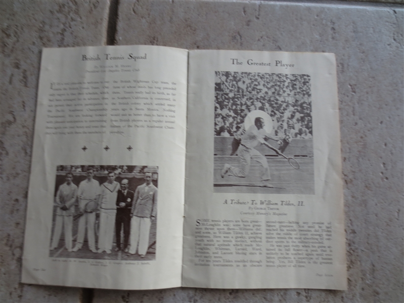 1928 Pacific-Southwest Tennis Championship Program Helen Wills Cover