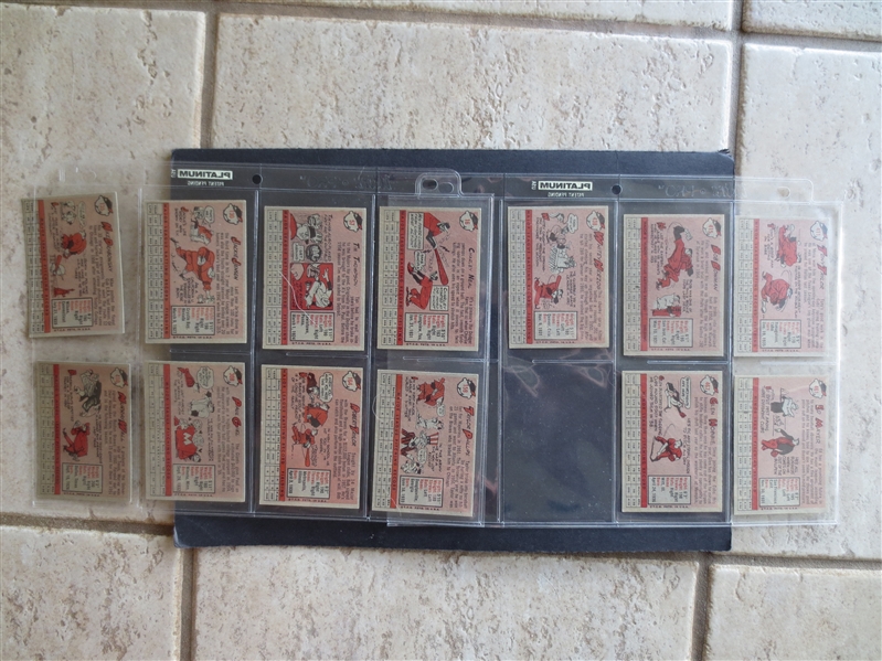 (13) different 1958 Topps Baseball Cards including Jackie Jenson MVP and Whitey Herzog Baseball Cards in Great Shape!