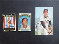 (3) different Autographed Baseball Cards: 1959 Topps Jim Otoole, 1968 Dexter Press Pat Jarvis, and 1972 Topps Rickey Clark