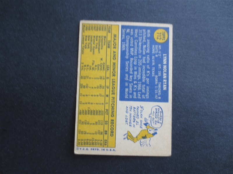 1970 Topps Nolan Ryan Baseball Card Baseball Card #712 in affordable condition!     SS