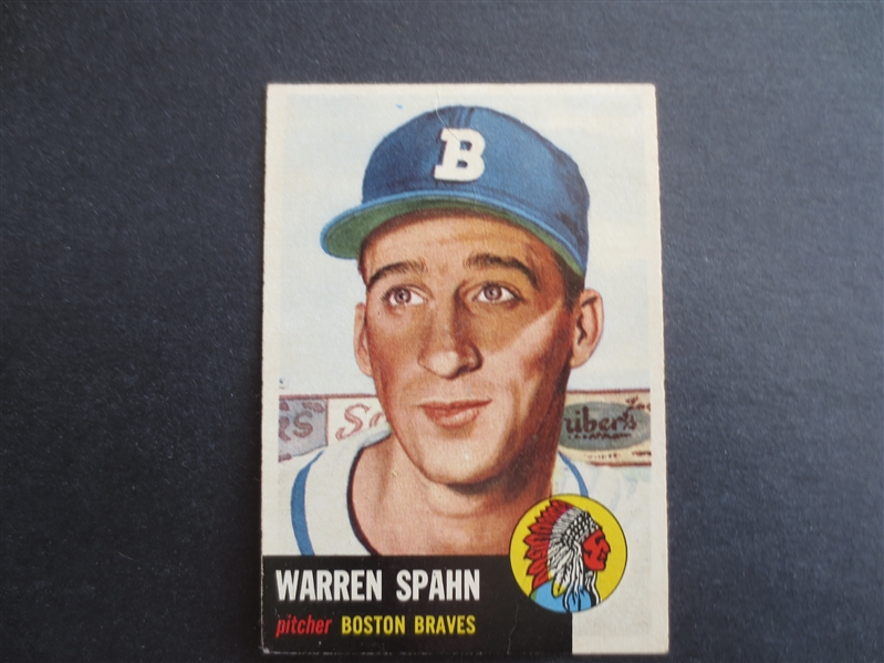 1953 Topps Warren Spahn Baseball Card #147 in Great Shape!  Hall of Famer
