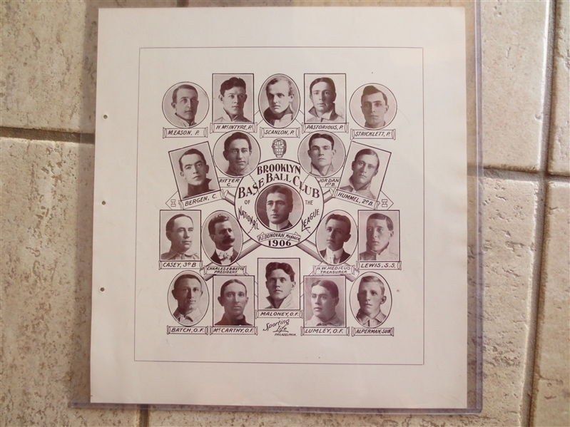 1907 W601 Sporting Life Composite Brooklyn Dodgers National League in Great Shape!