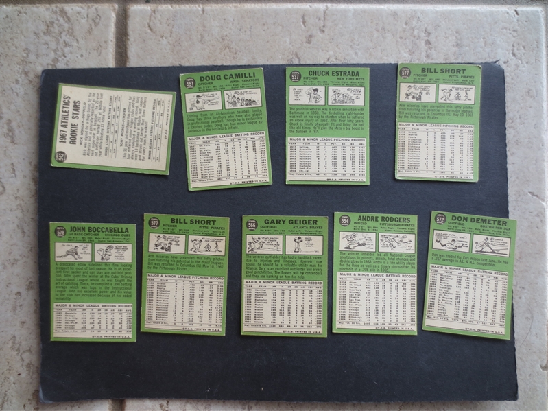 (10) different 1967 Topps HIgh Number Baseball Cards including Mark Belanger Rookie