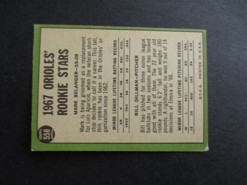 (10) different 1967 Topps HIgh Number Baseball Cards including Mark Belanger Rookie