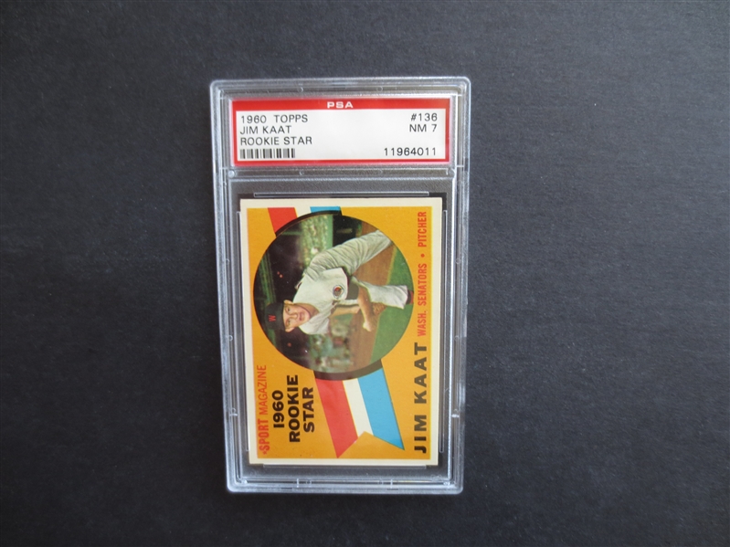 1960 Topps Jim Kaat Rookie PSA 7 NMT Baseball Card #136  Hall of Famer