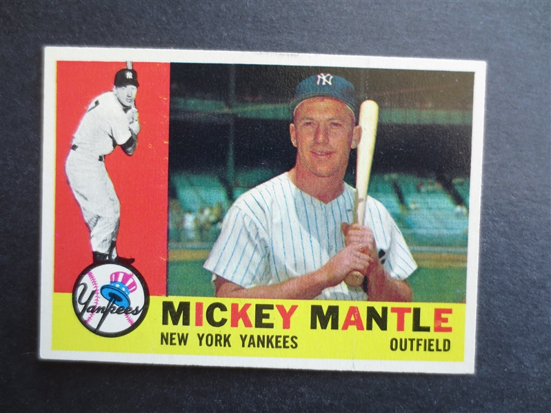 1960 Topps Mickey Mantle Baseball Card #350 in Beautiful Shape!       JZ
