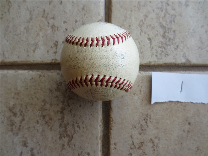 1958 Baltimore Orioles Team Signed Baseball with 7 Signatures including Brooks Robinson          1